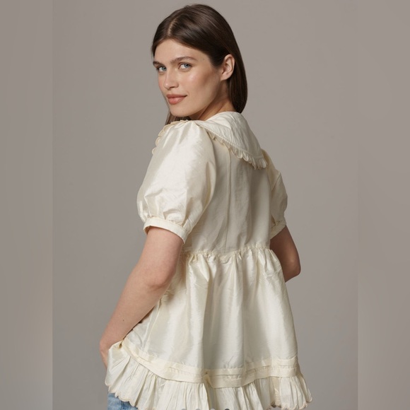 NWT Maeve Puff Sleeve Collared Baby Doll Blouse - Picture 3 of 4